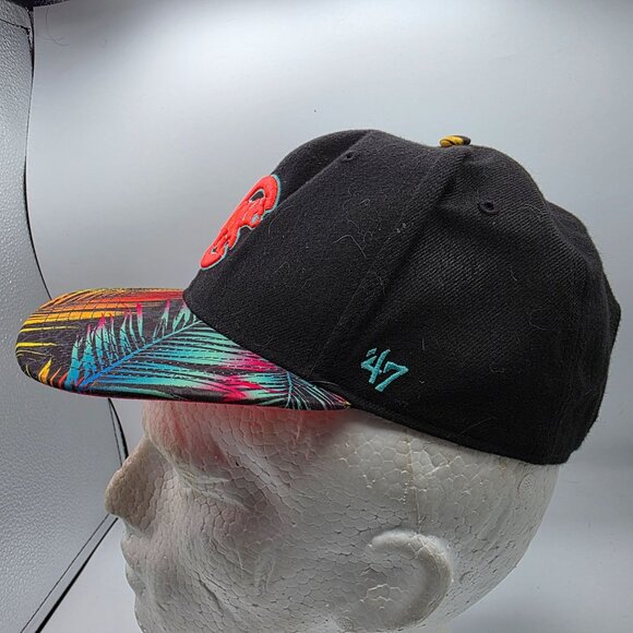 47 Brand Chicago Cubs Snapback Hat Cap One Size Black Multicolor Palm Brim - Picture 2 of 9